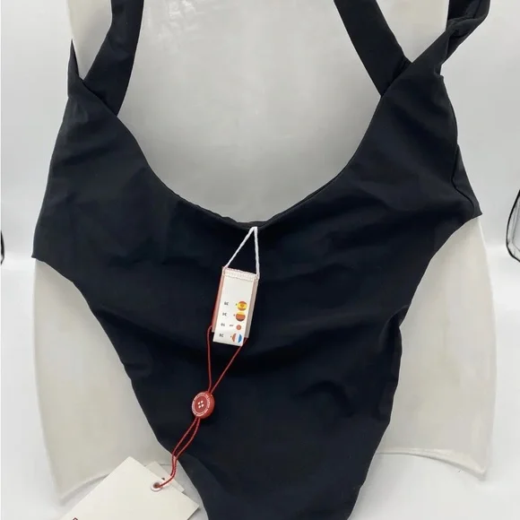 Red Carter . one piece swimsuit. sz XS splice & dice 80’s style high hip. black - Picture 4 of 11